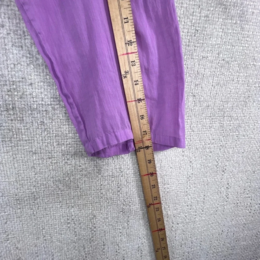 LOFT Purple Band Collar Button Down Blouse 3/4 Sleeve Pleated Yoke Size M - Picture 8 of 10